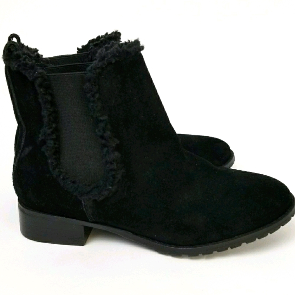 Talbots Womens Size 5.5 Black Suede Leather Fleece Lined Ankle Boots